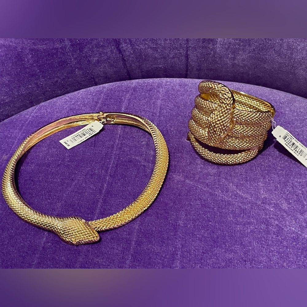Natasha Gold Snake Necklace Bracelet Jewelry Set